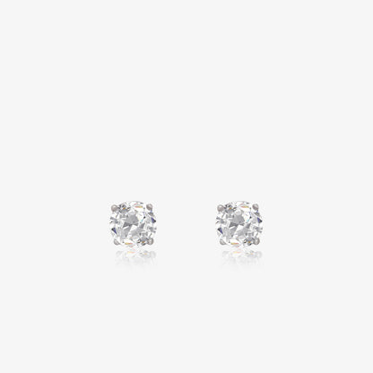 White Round CZ Earrings For Women – 925 Sterling Silver Rhodium Plated
