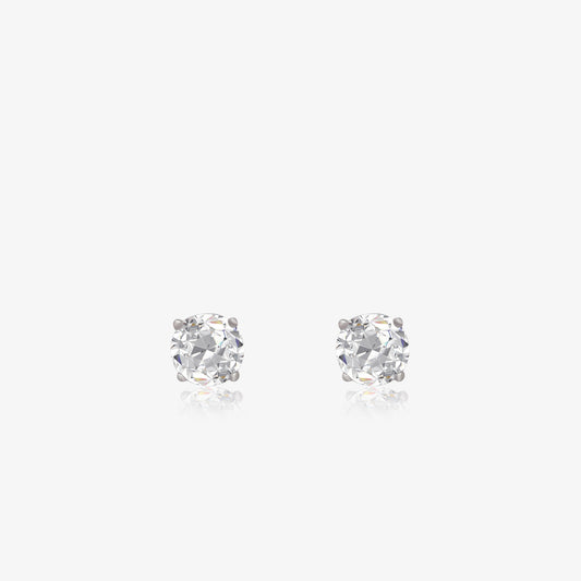 White Round CZ Earrings For Women – 925 Sterling Silver Rhodium Plated