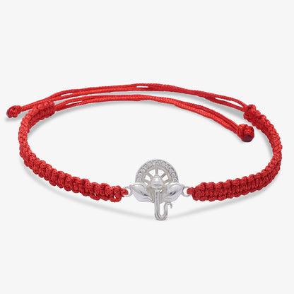 Ganesha CZ Silver Rakhi for Brother - Tweov Jewels