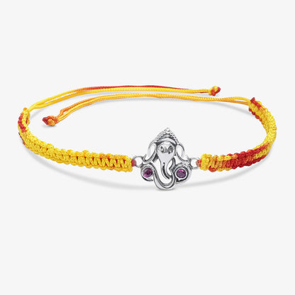 Silver Ganesha Om Rakhi for Brother - Tweov Jewels