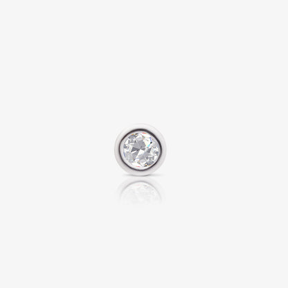 Round CZ Bezel Earrings For Women – 925 Sterling Silver Rhodium Plated