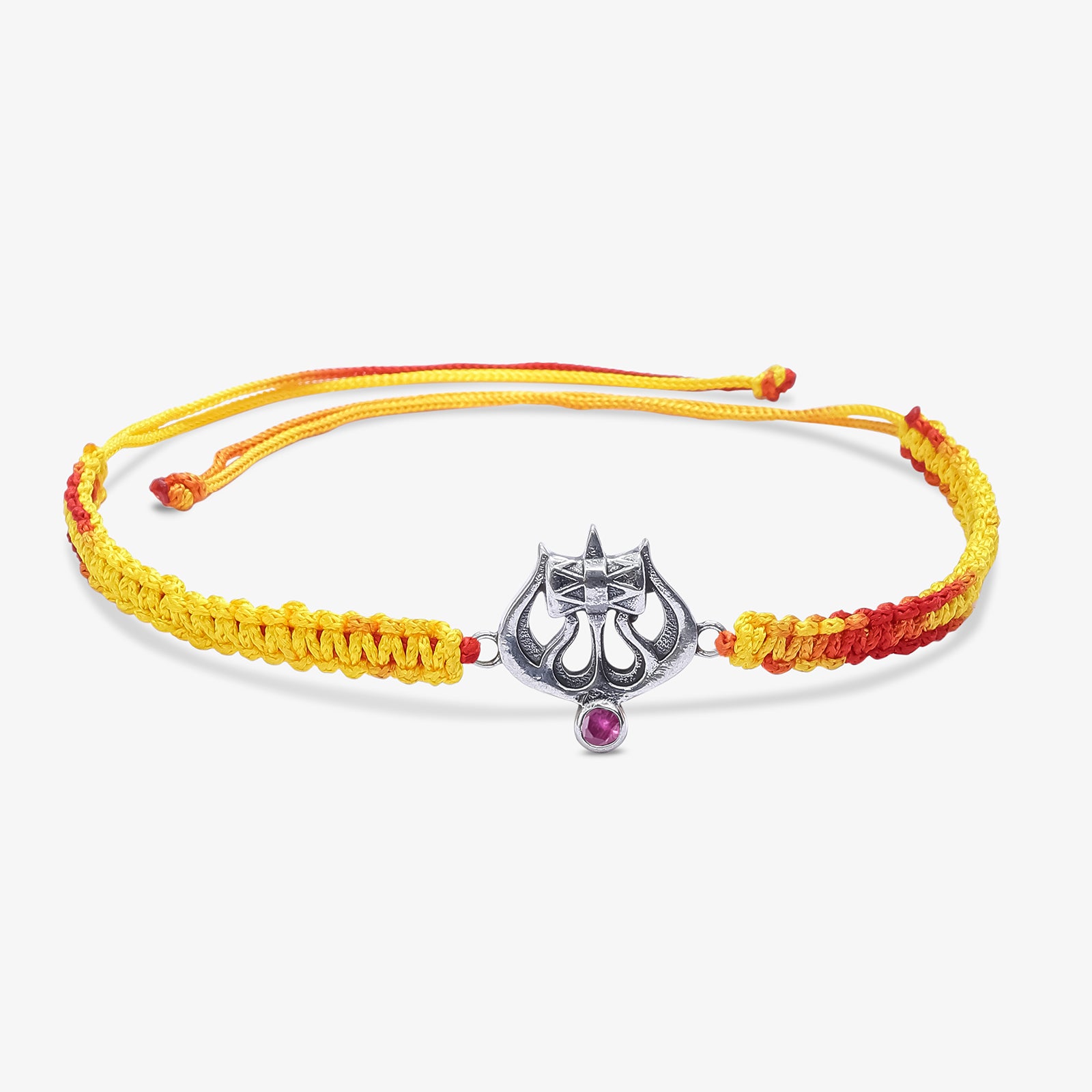 Silver Damru Trishul Rakhi for Brother - Tweov Jewels