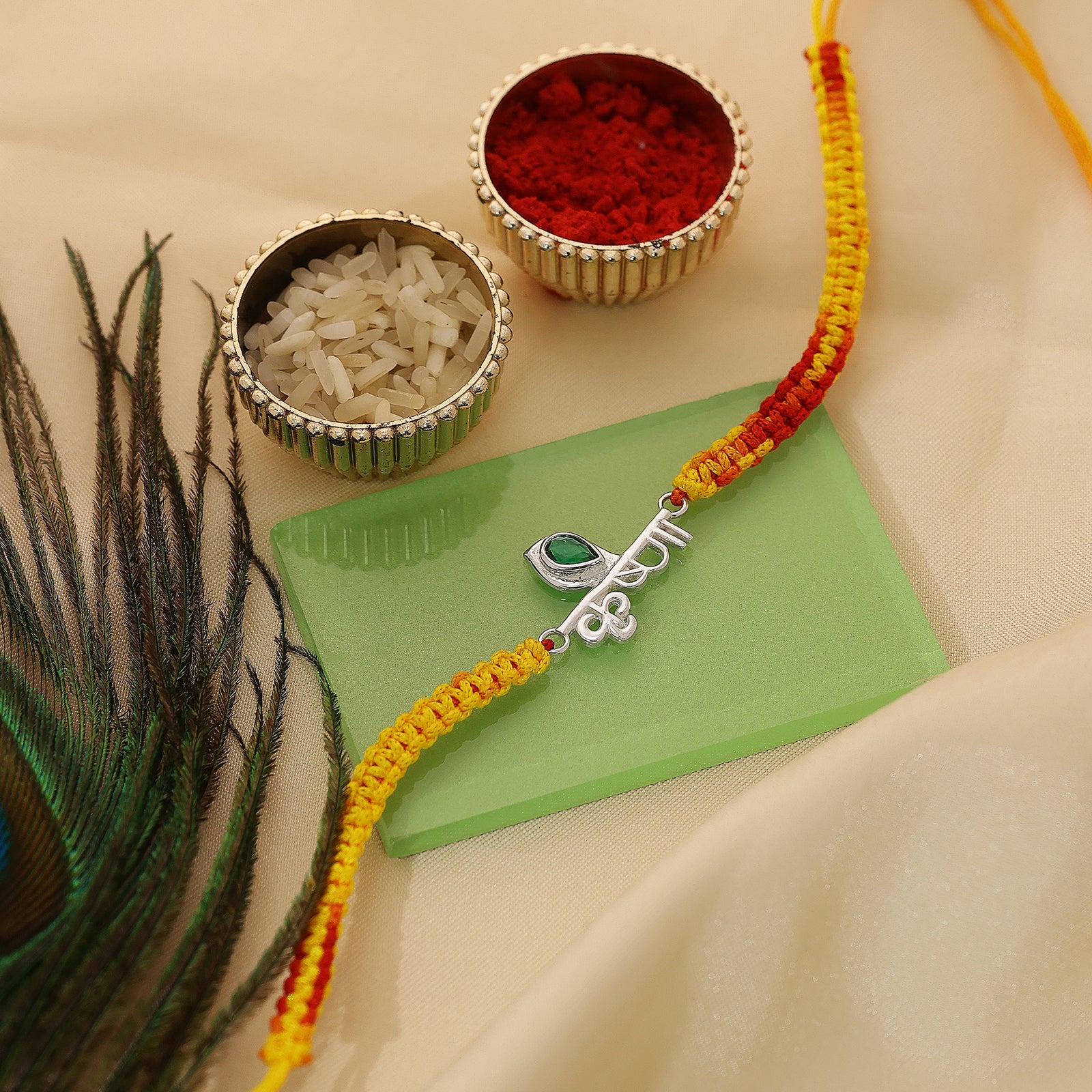 Krishna Silver Rakhi for Brother - Tweov Jewels
