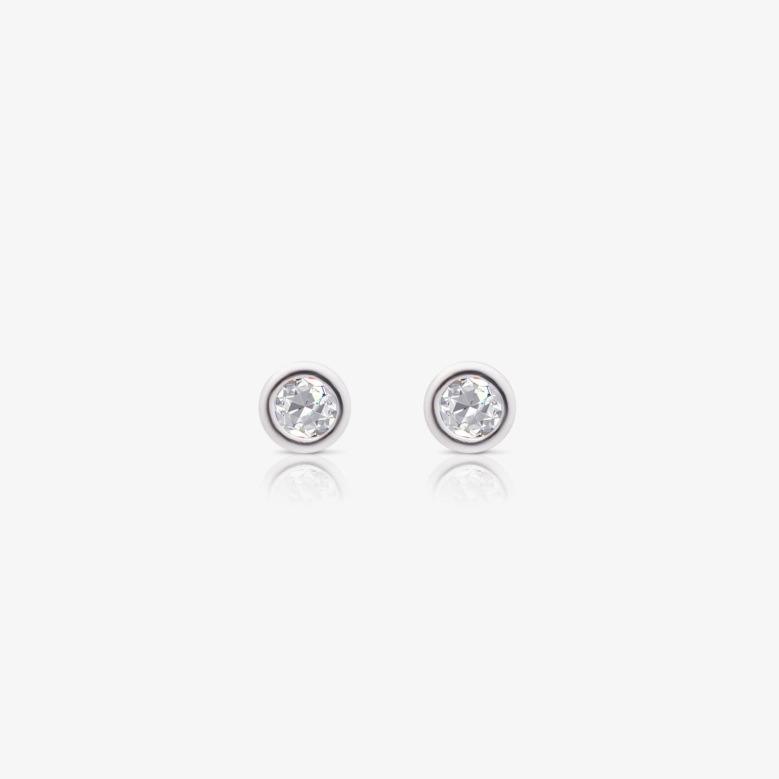 CZ Bezel Stud Earrings For Women – 925 Sterling Silver Rhodium Plated