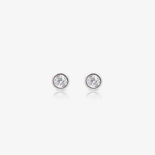CZ Bezel Stud Earrings For Women – 925 Sterling Silver Rhodium Plated