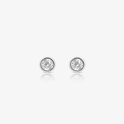 CZ Bezel Earrings For Women – 925 Sterling Silver Rhodium Plated