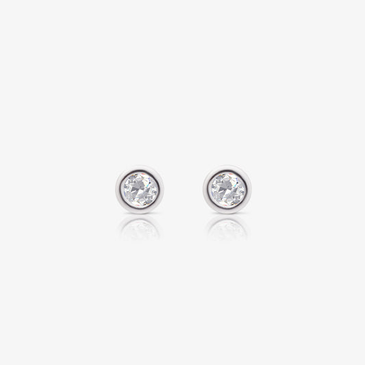 CZ Bezel Earrings For Women – 925 Sterling Silver Rhodium Plated
