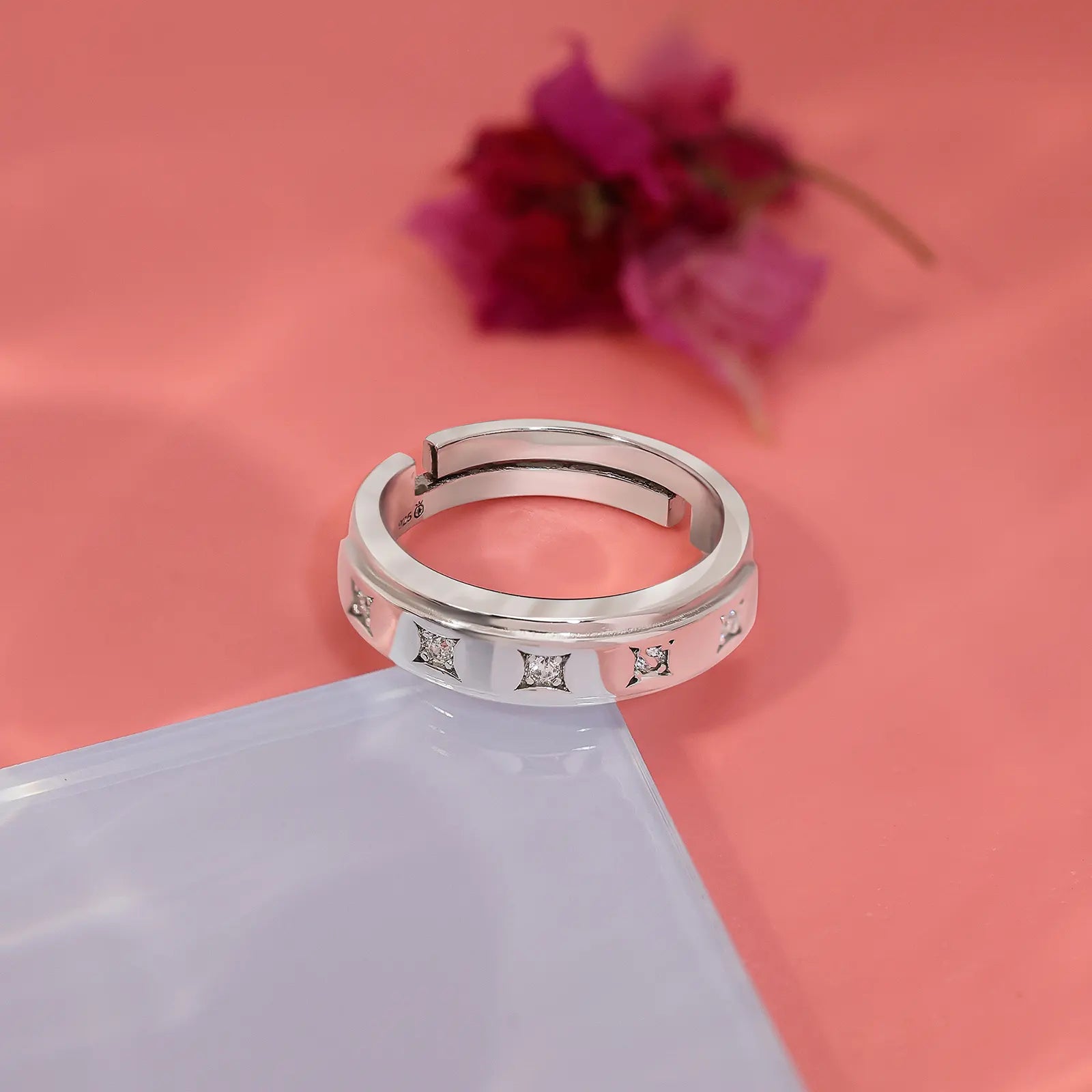 CZ Studded Starlight Silver Ring for Women - Tweov Jewels