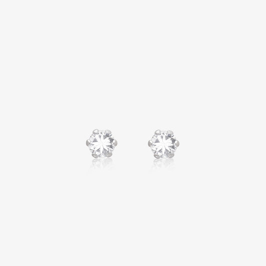 CZ Six Prong Stud Earrings For Girls – 925 Sterling Silver Rhodium Plated