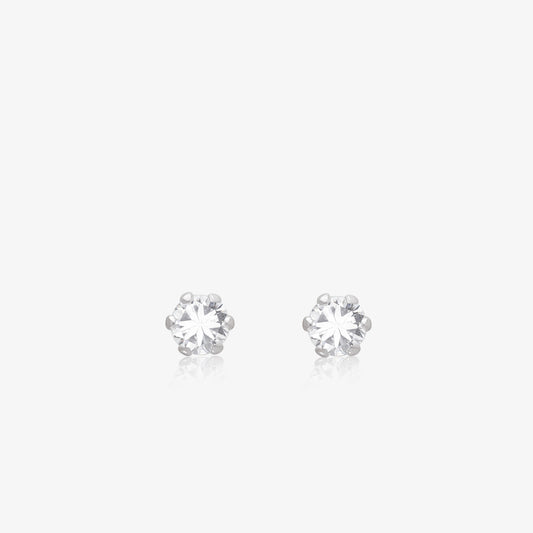 CZ Solitaire Stud Earrings For Girls – 925 Sterling Silver Rhodium Plated