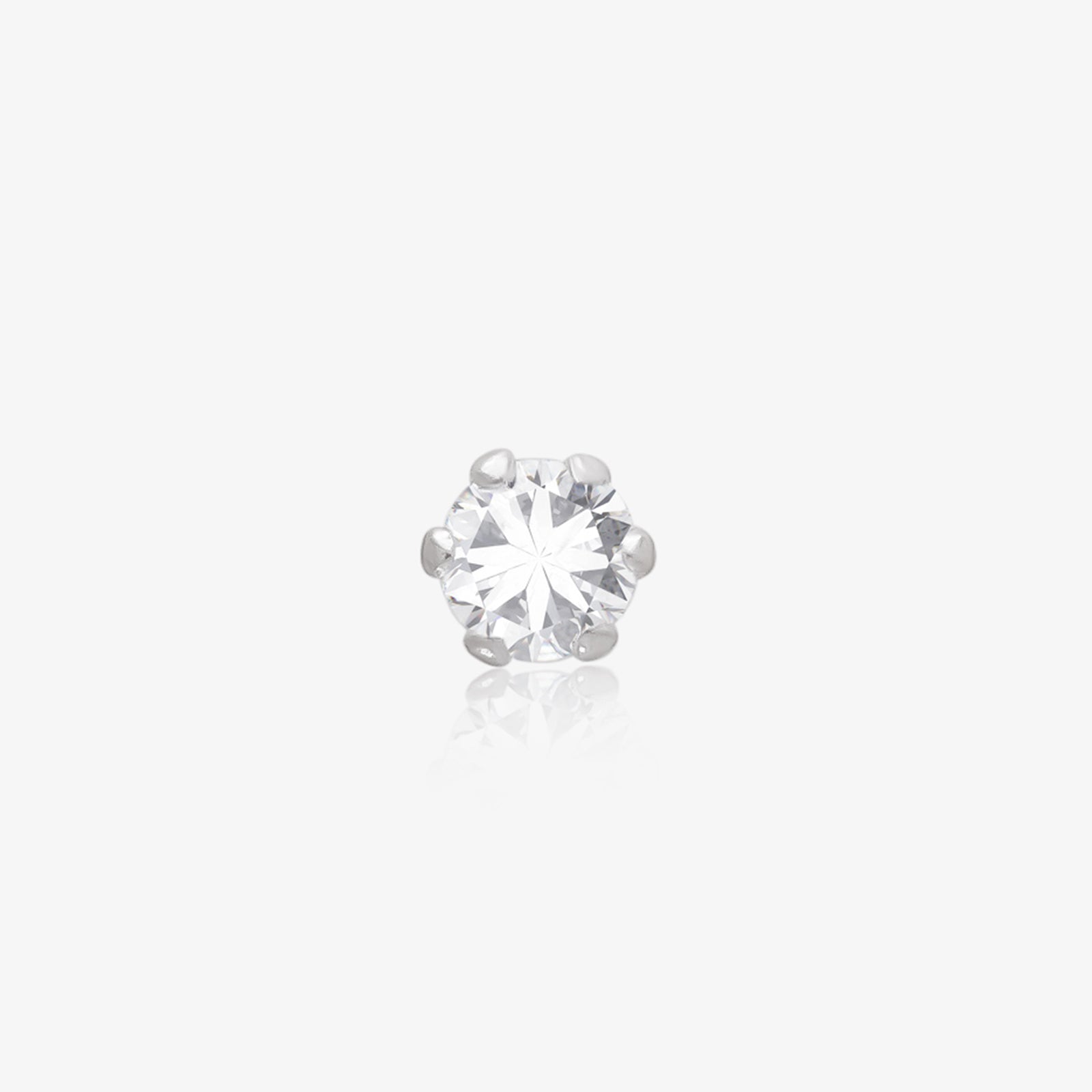 CZ Six Prong Stud Earrings For Girls – 925 Sterling Silver Rhodium Plated