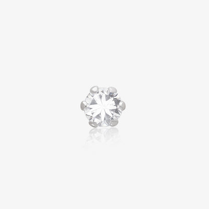CZ Six Prong Stud Earrings For Girls – 925 Sterling Silver Rhodium Plated