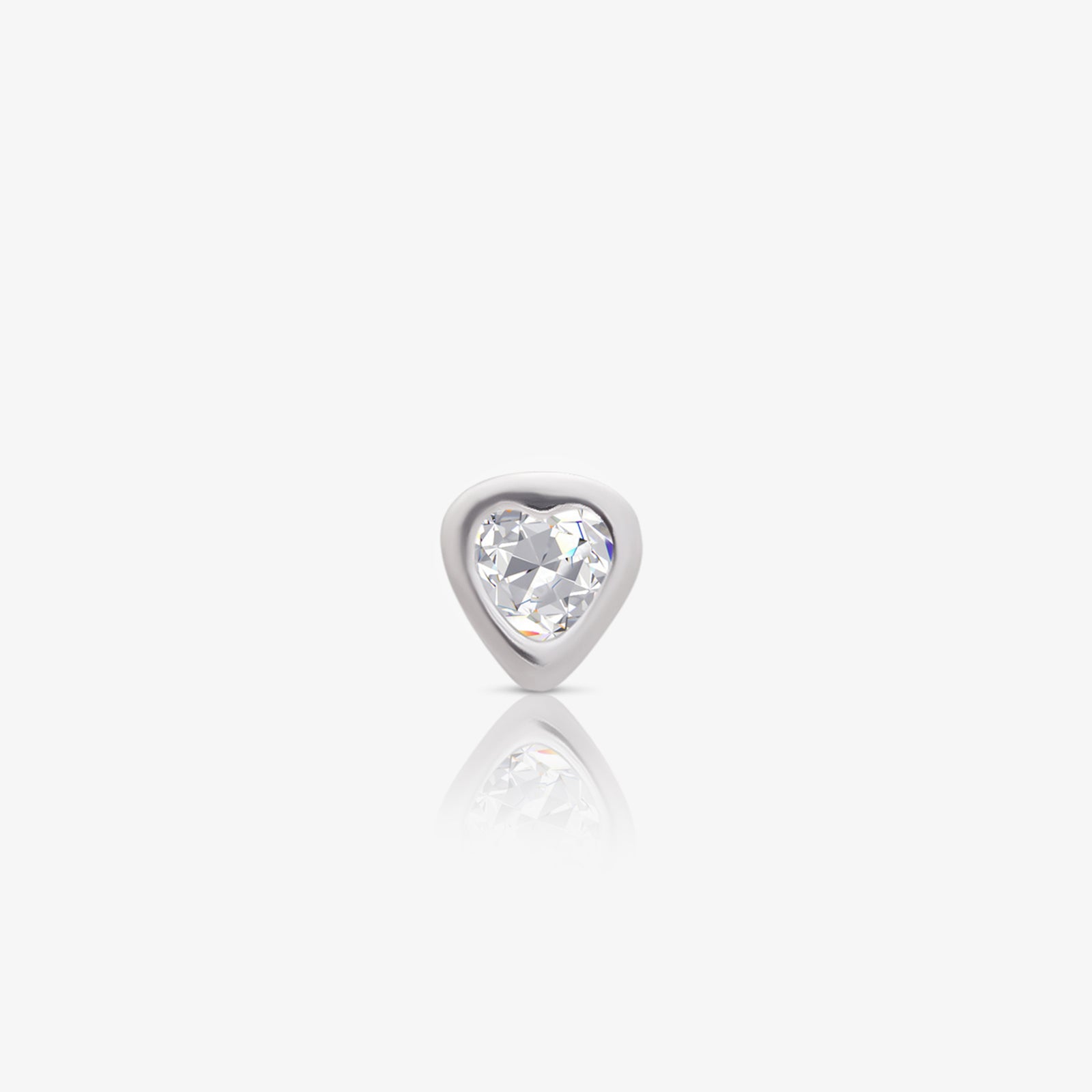 White Heart CZ Bezel Stud Earrings For Women – 925 Sterling Silver Rhodium Plated