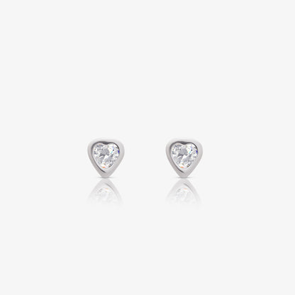Heart Bezel Earrings For Women – 925 Sterling Silver Rhodium Plated