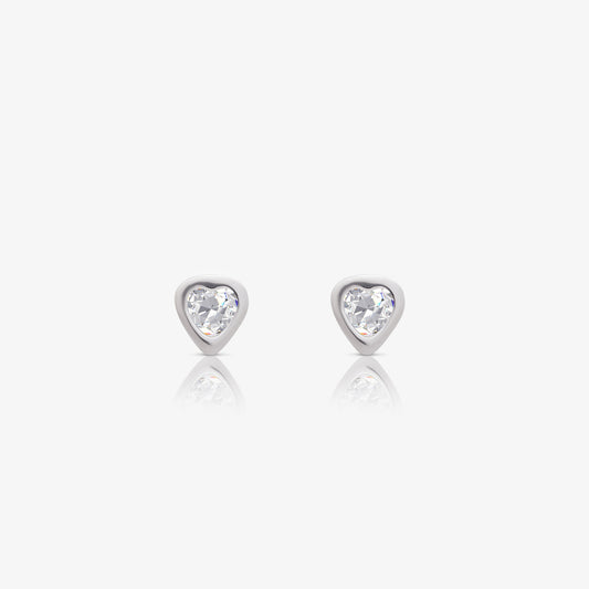 Heart Bezel Earrings For Women – 925 Sterling Silver Rhodium Plated