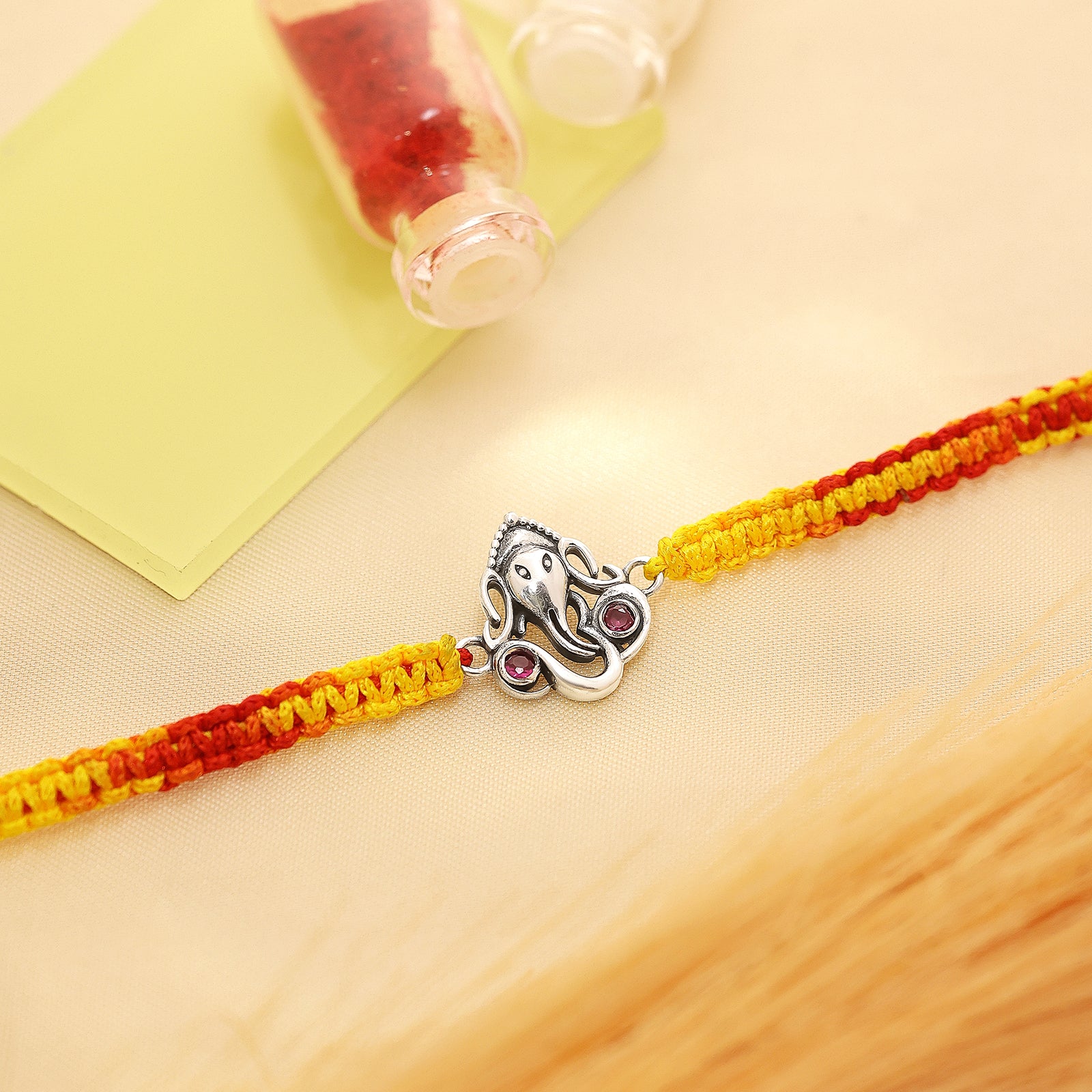 Silver Ganesha Om Rakhi for Brother - Tweov Jewels