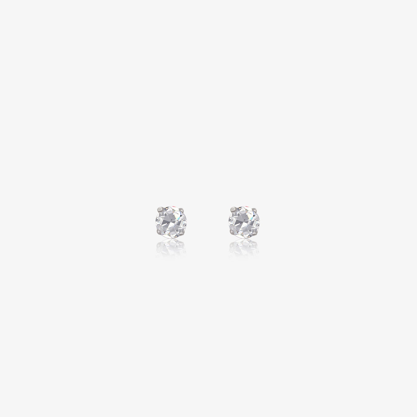 CZ Solitaire Stud Earrings For Girls – 925 Sterling Silver Rhodium Plated