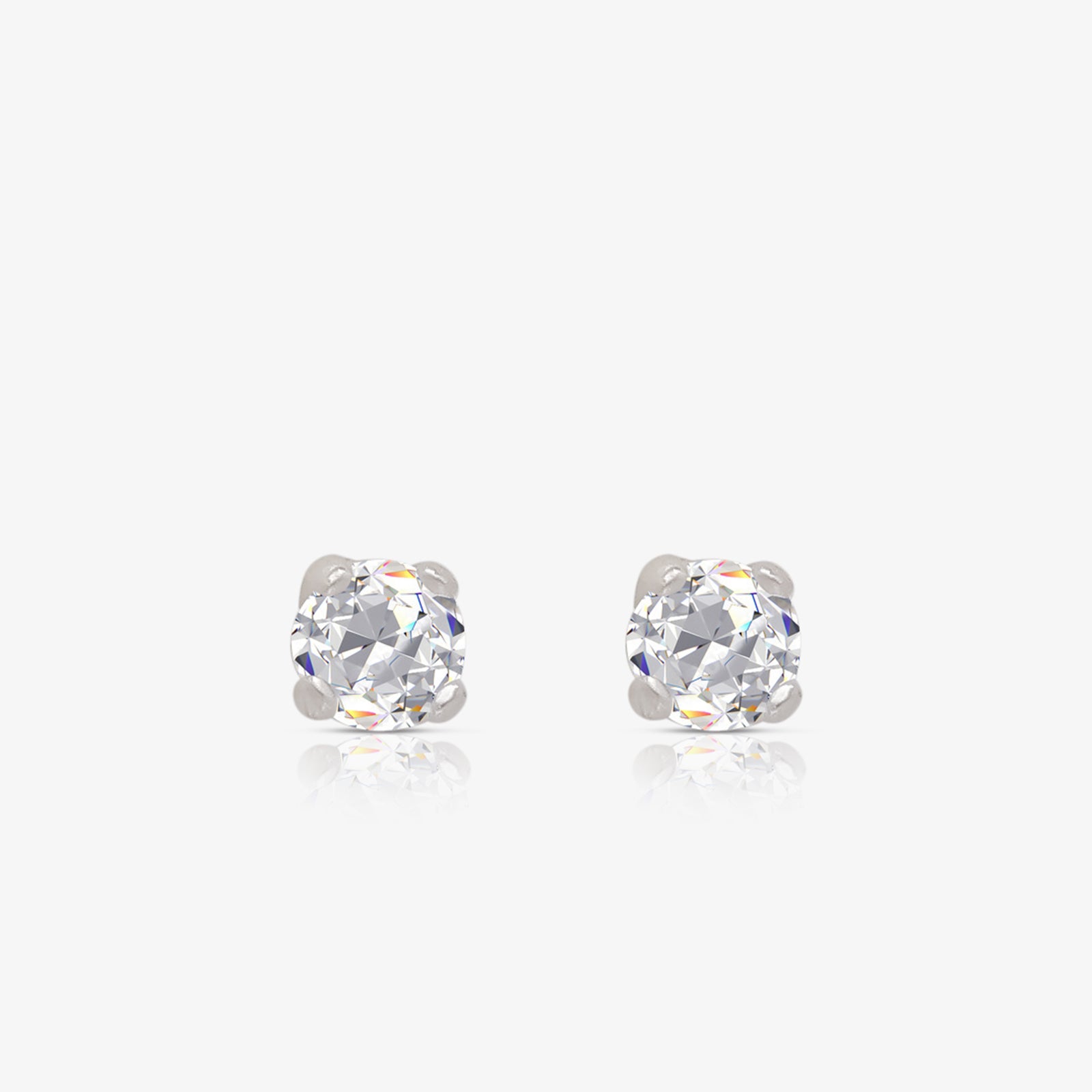 Round CZ Stud Earrings for Women – 925 Sterling Silver Rhodium Plated