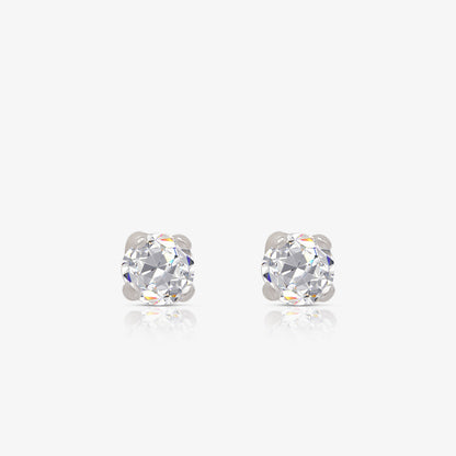 Round CZ Stud Earrings for Women – 925 Sterling Silver Rhodium Plated