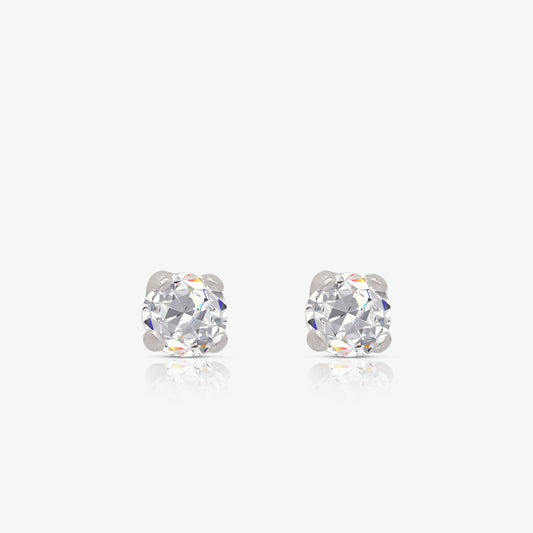 Round CZ Stud Earrings for Women – 925 Sterling Silver Rhodium Plated