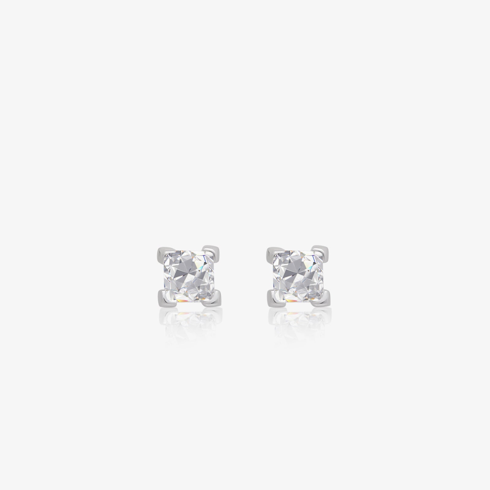 Cushion Cut Stud Earrings for Women – 925 Sterling Silver Rhodium Plated