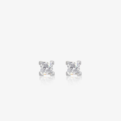 Cushion Cut Stud Earrings for Women – 925 Sterling Silver Rhodium Plated