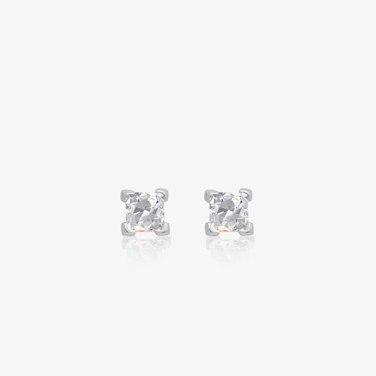 Cushion Cut Stud Earrings for Women – 925 Sterling Silver Rhodium Plated
