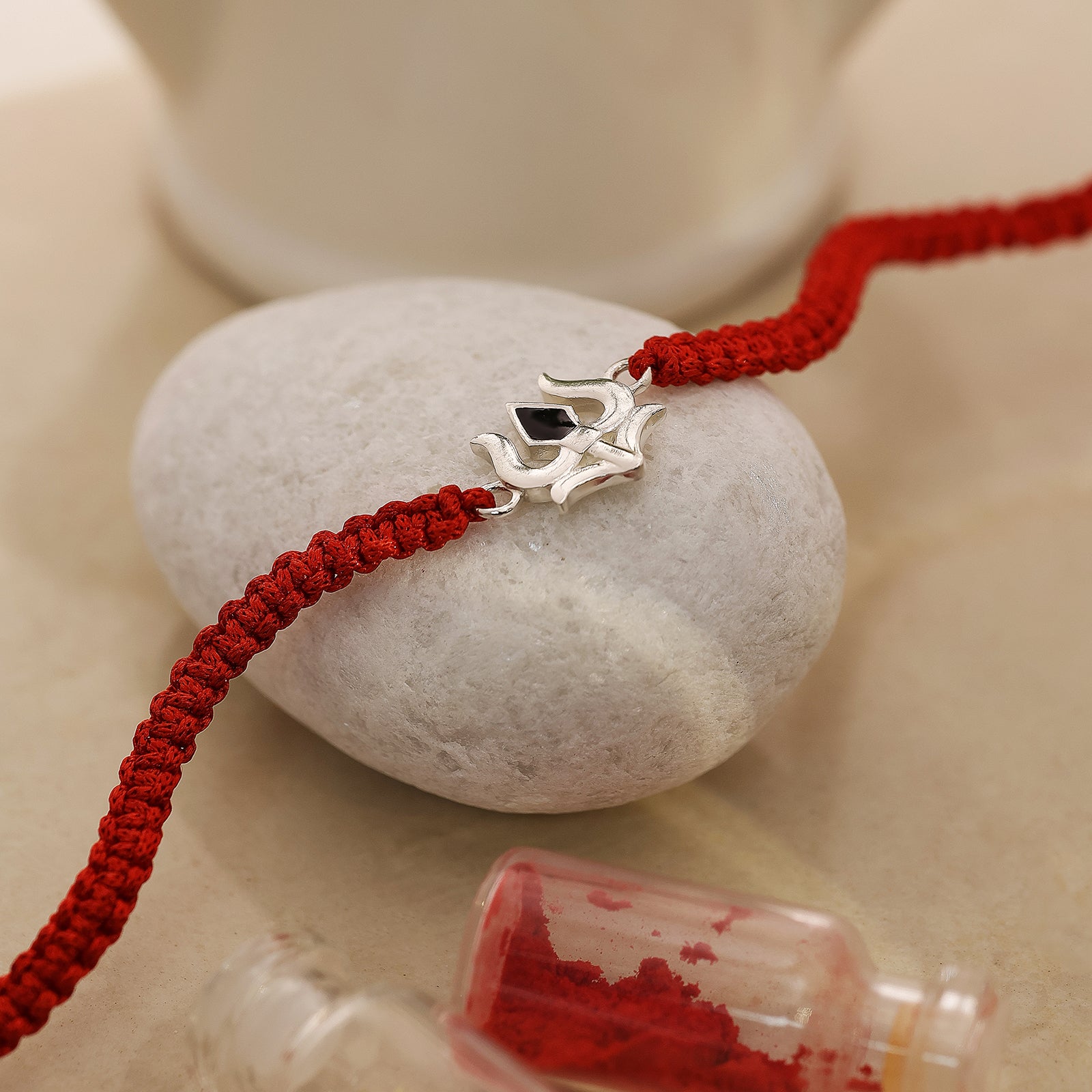 Simple Trishul Silver Rakhi for Brother - Tweov Jewels
