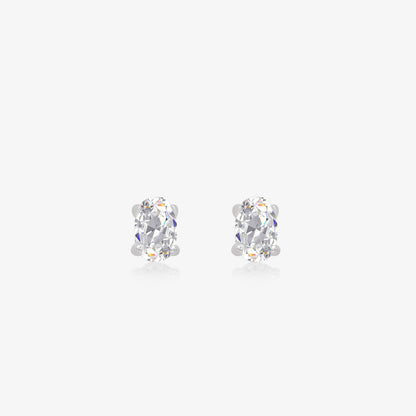 Oval Prism Stud Earrings for Women – 925 Sterling Silver Rhodium Plated