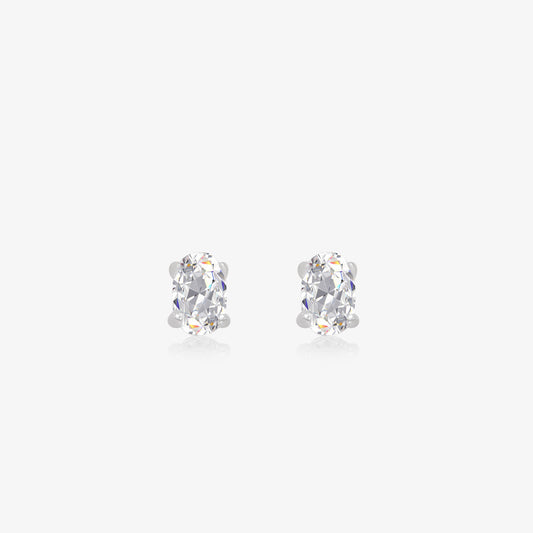 Oval Prism Stud Earrings for Women – 925 Sterling Silver Rhodium Plated