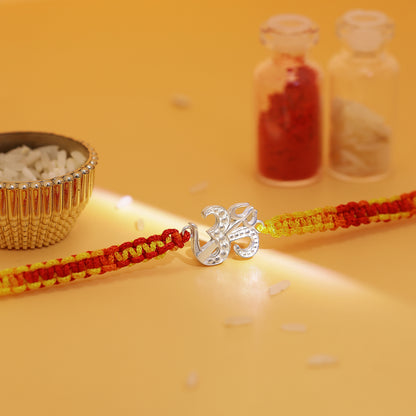 Silver Om Trishul Rakhi for Brother - Tweov Jewels