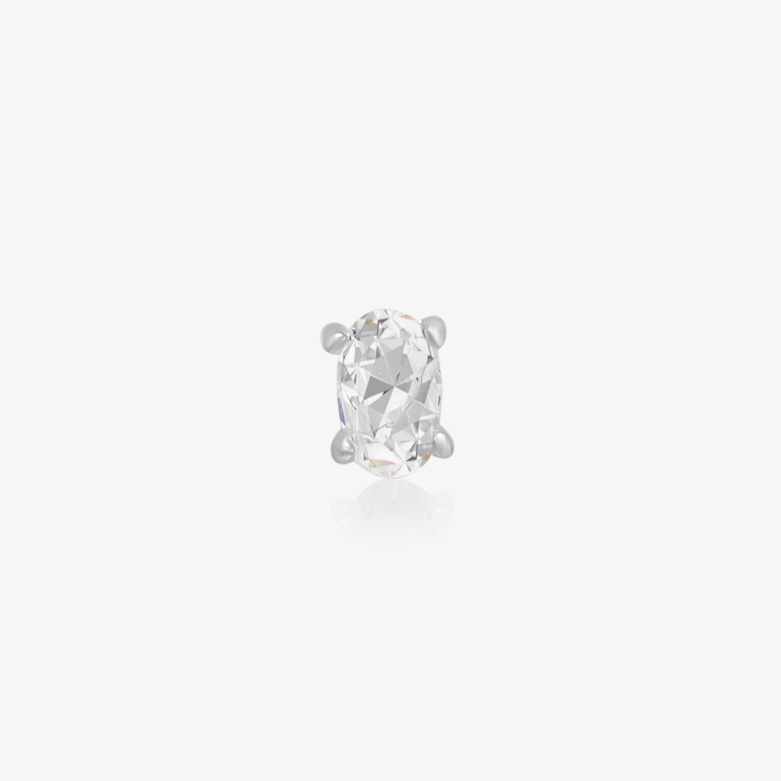 White Oval CZ Stud Earrings For Women – 925 Sterling Silver Rhodium Plated