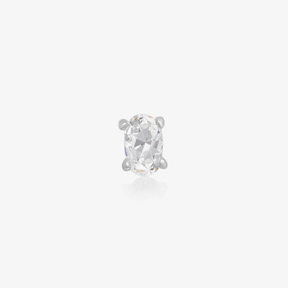 White Oval CZ Stud Earrings For Women – 925 Sterling Silver Rhodium Plated