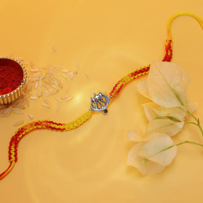 Silver Damru Trishul Rakhi for Brother - Tweov Jewels