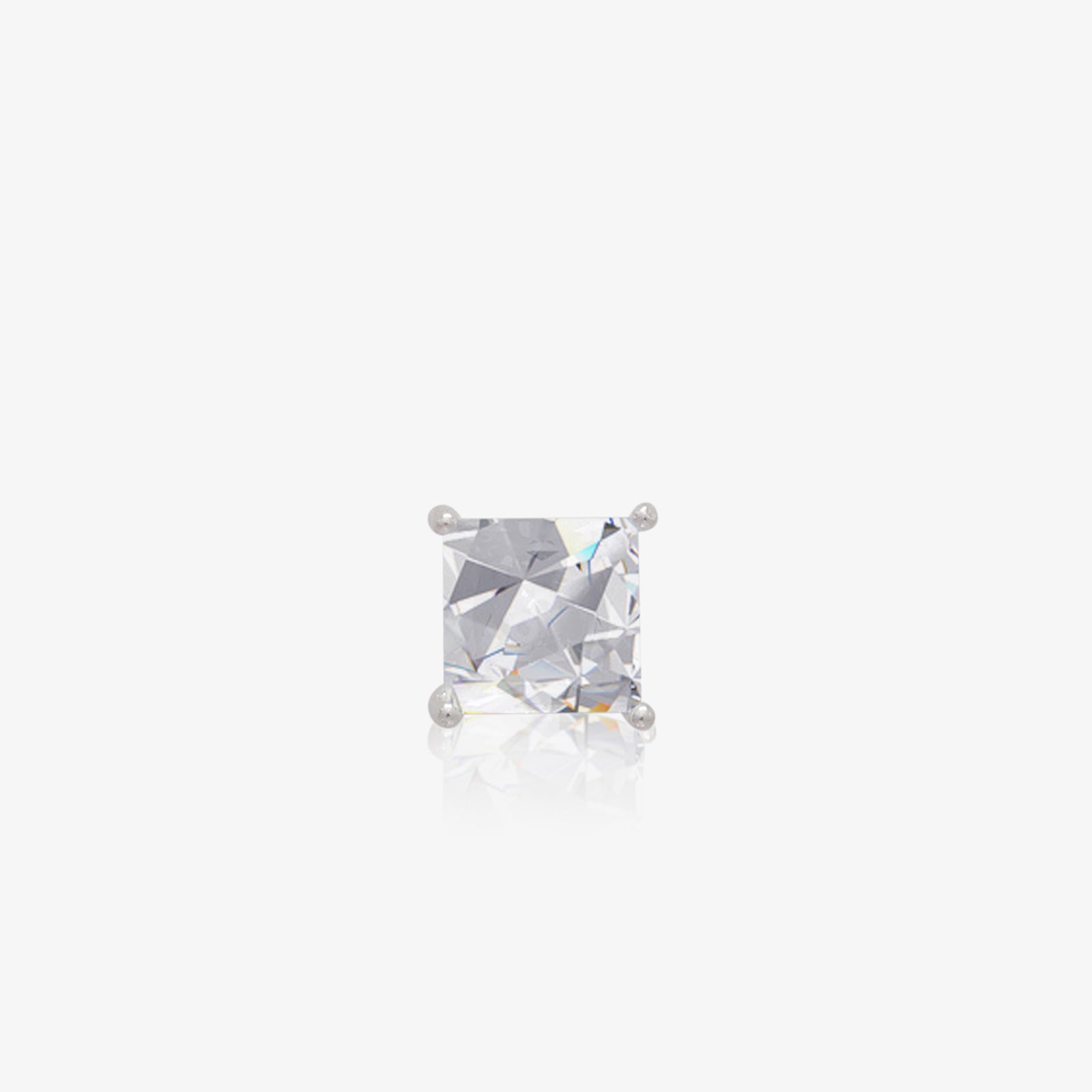 White Princess Cut CZ Stud Earrings For Women – 925 Sterling Silver Rhodium Plated