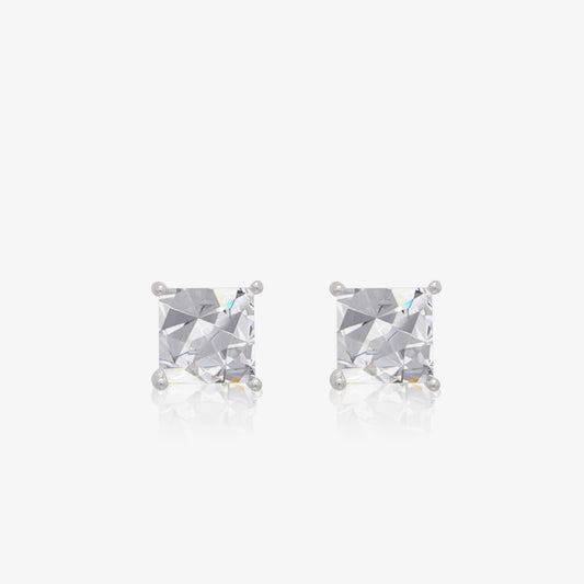 Square CZ Stud Earrings For Women & Girls – 925 Sterling Silver Rhodium Plated