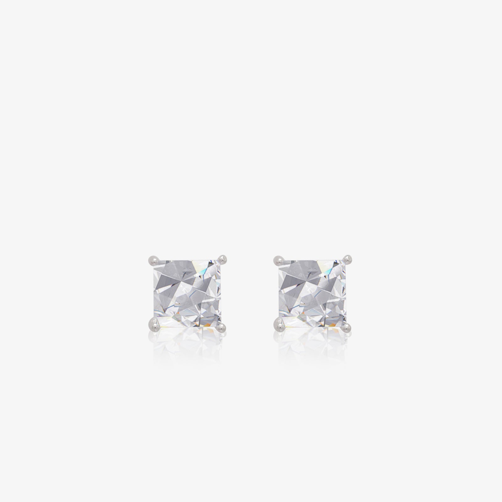 Princess Cut Stud Earrings for Women – 925 Sterling Silver Rhodium Plated