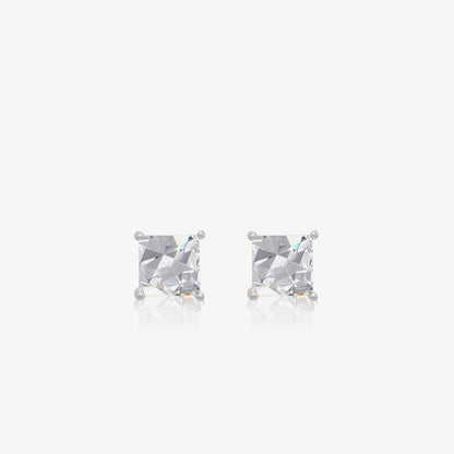 Princess Cut Stud Earrings for Women – 925 Sterling Silver Rhodium Plated