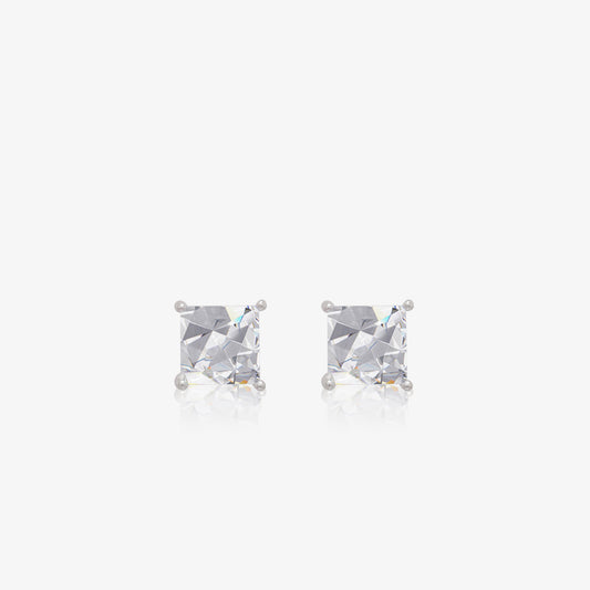Princess Cut Stud Earrings for Women – 925 Sterling Silver Rhodium Plated