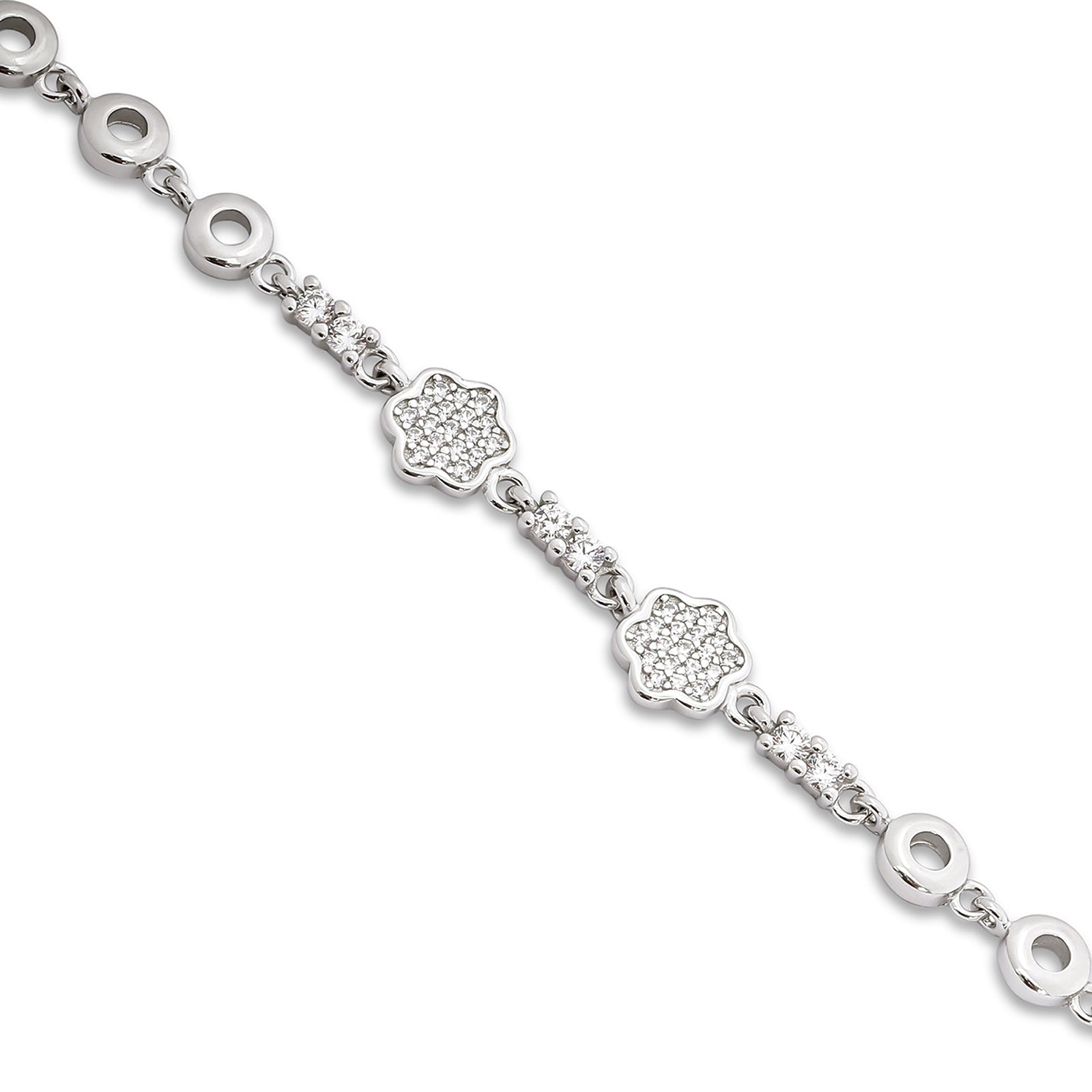 CZ Floral Silver Bracelet for Women - Tweov Jewels