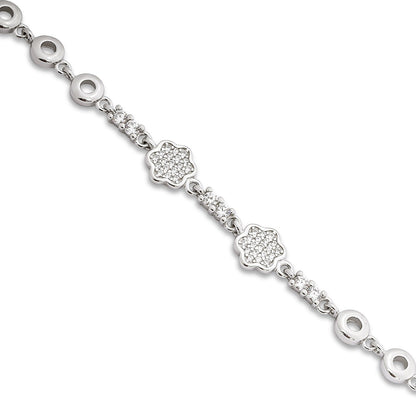 CZ Floral Silver Bracelet for Women - Tweov Jewels