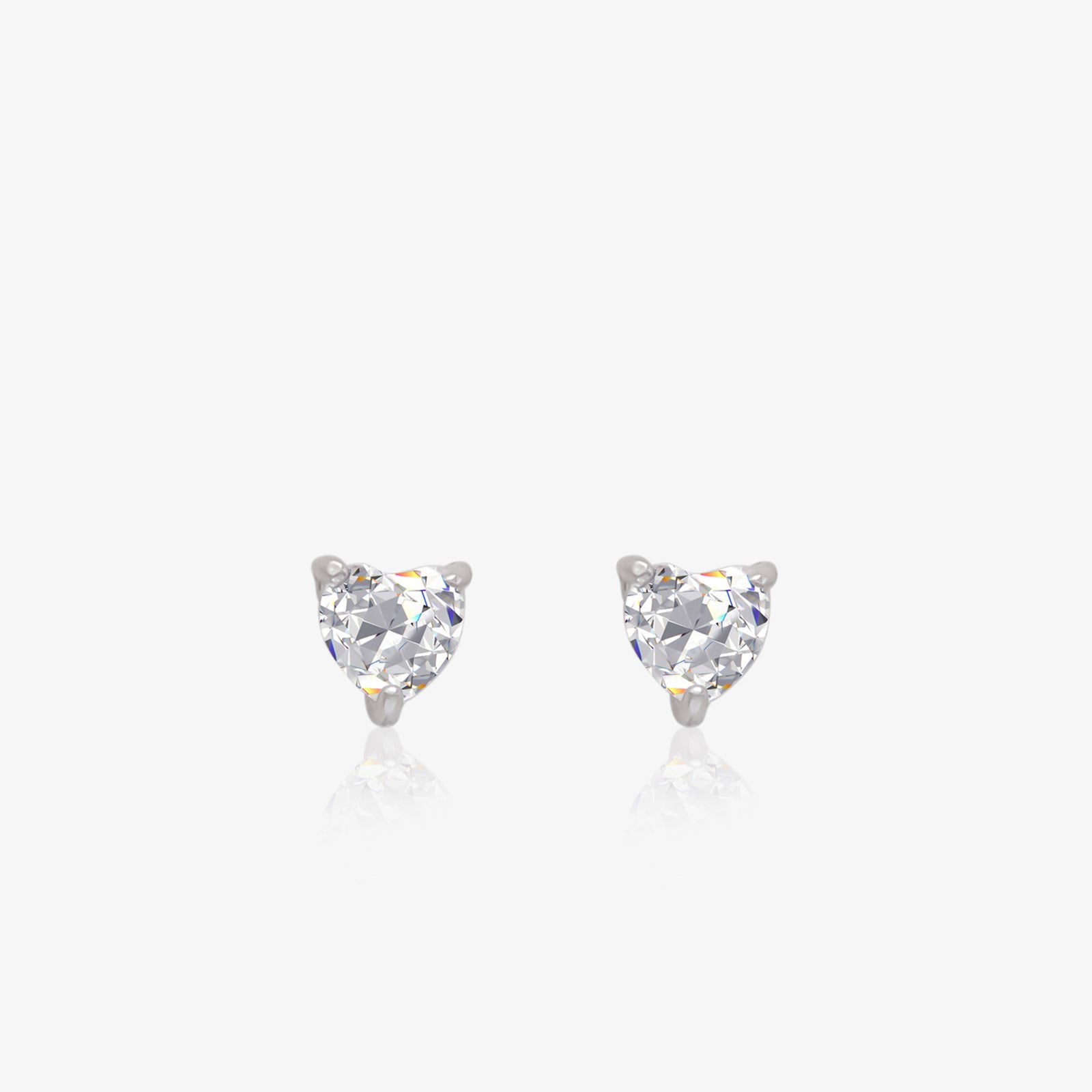 Heart Stud Earrings for Women – 925 Sterling Silver Rhodium Plated