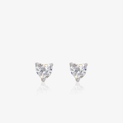 Heart Stud Earrings for Women – 925 Sterling Silver Rhodium Plated
