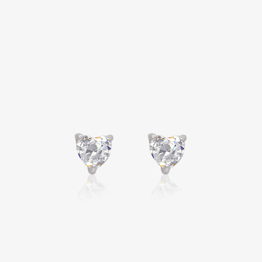 Heart Stud Earrings for Women – 925 Sterling Silver Rhodium Plated