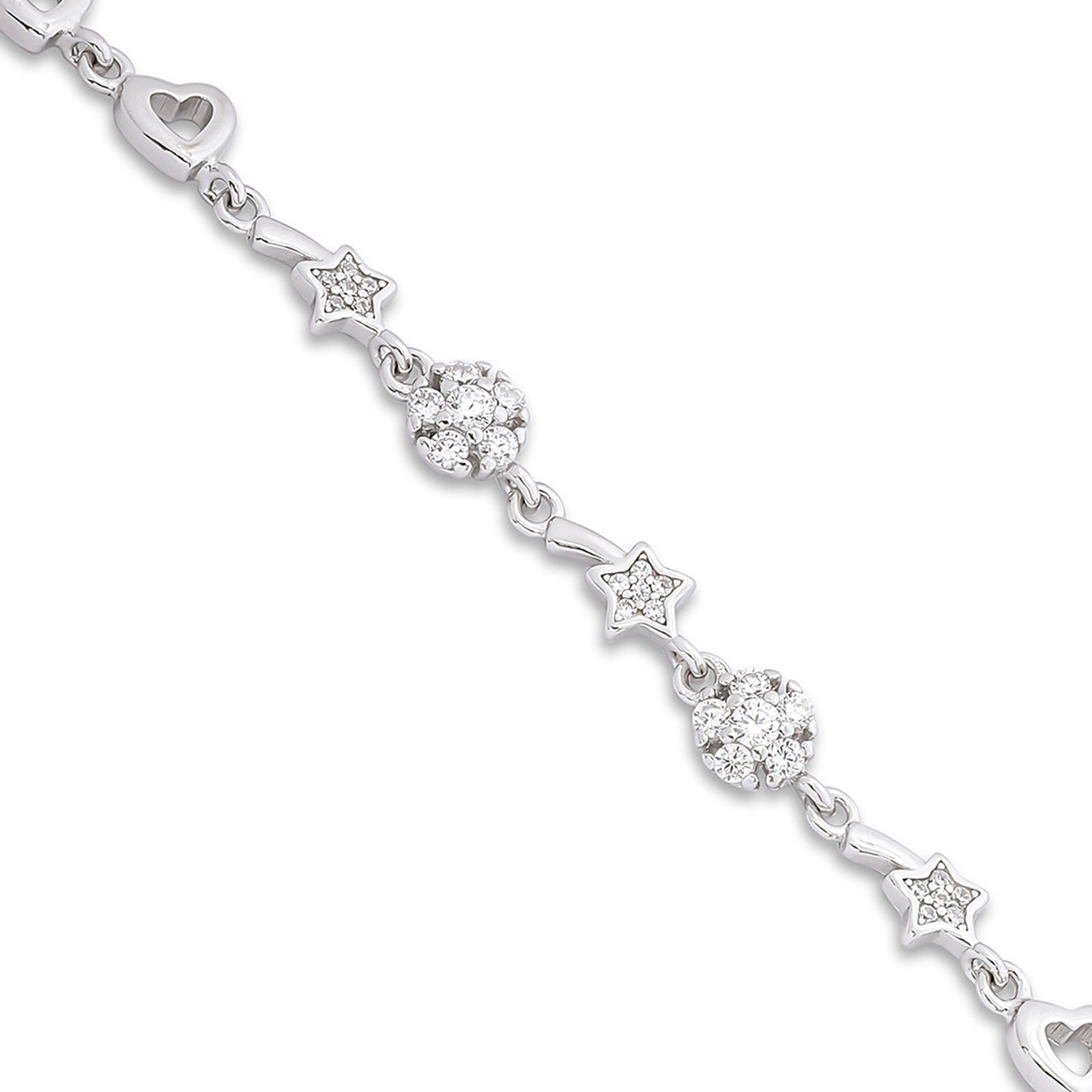 Silver CZ Floral Stars Bracelet for Women - Tweov Jewels