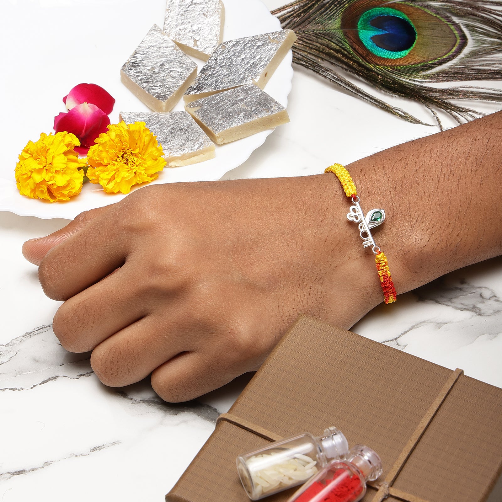 Krishna Silver Rakhi for Brother - Tweov Jewels