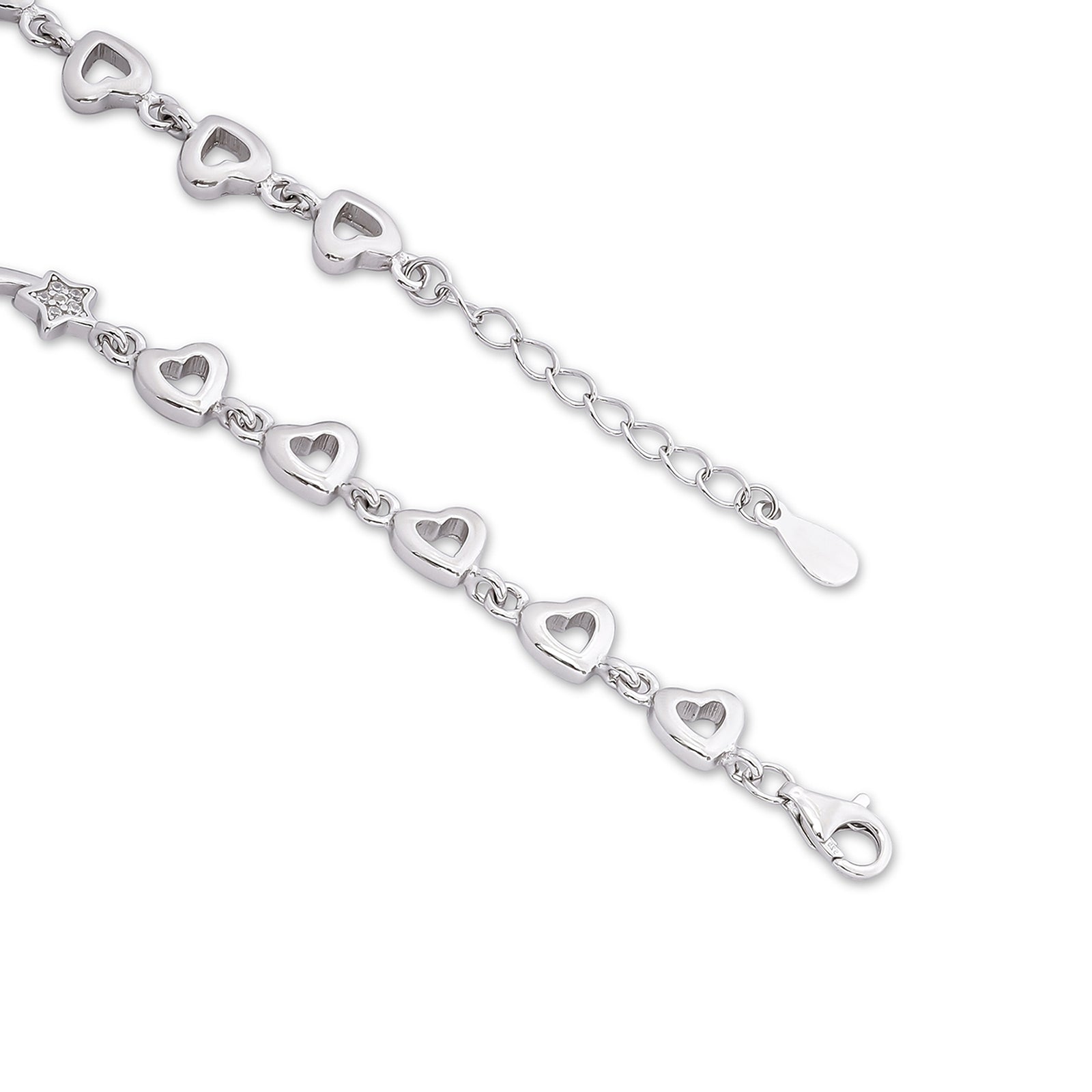 CZ Heart Floral Silver Bracelet for Women