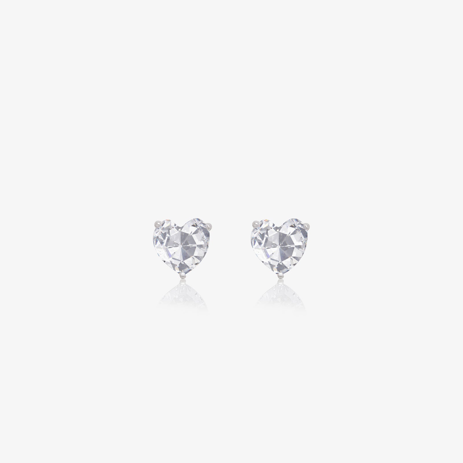 CZ Heart Stud Earrings For Women – 925 Sterling Silver Rhodium Plated