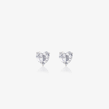 CZ Heart Stud Earrings For Women – 925 Sterling Silver Rhodium Plated