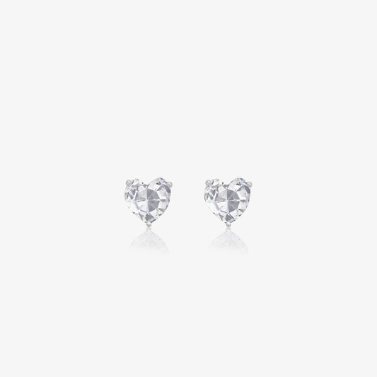 CZ Heart Stud Earrings For Women – 925 Sterling Silver Rhodium Plated